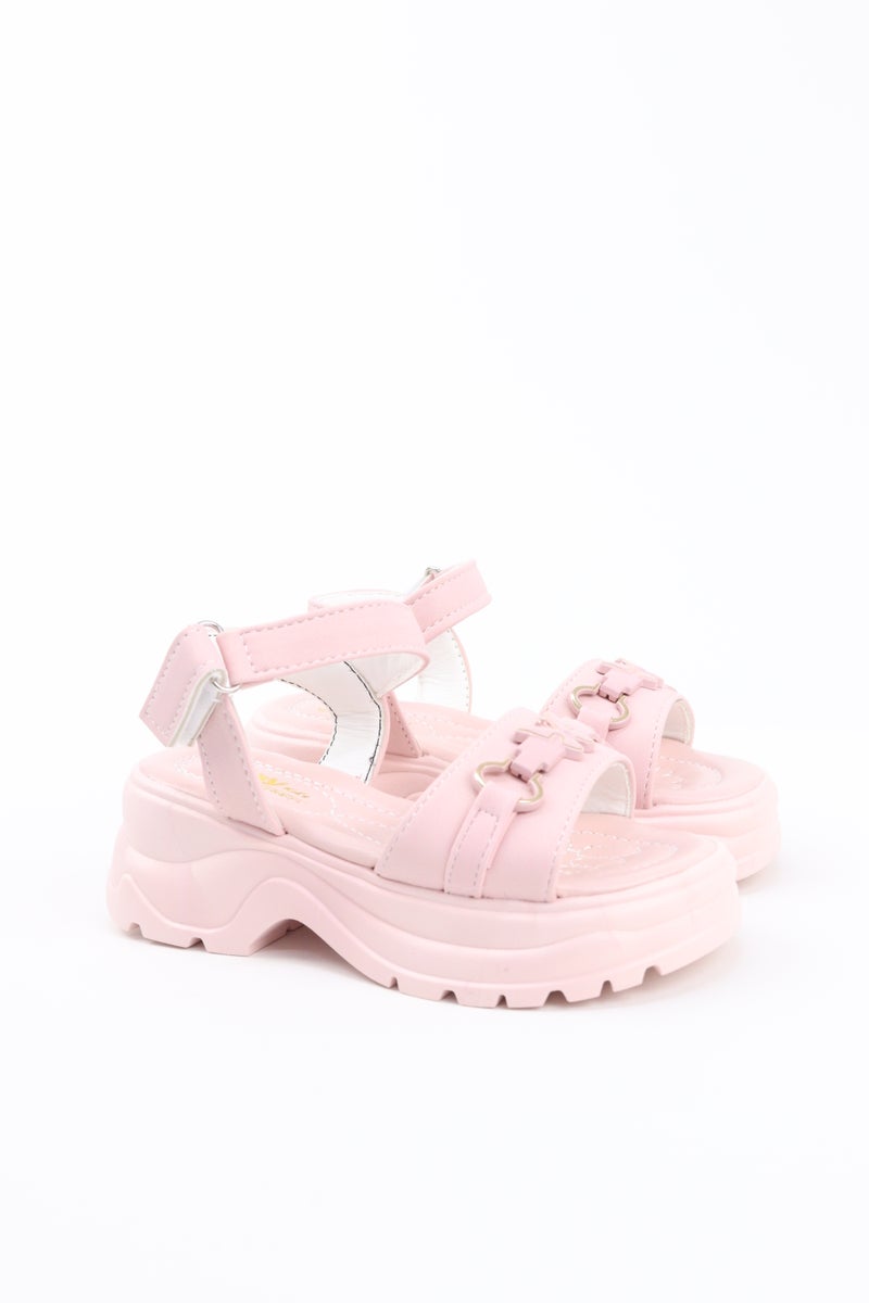 VINY Girls Wedge Heel Sandals – Elegant Rhinestone Buckle Sandals for Girls, Comfortable Platform Sandals, Princess Party & Wedding Footwear for Kids (Black, Pink, White, Beige) - Image 1