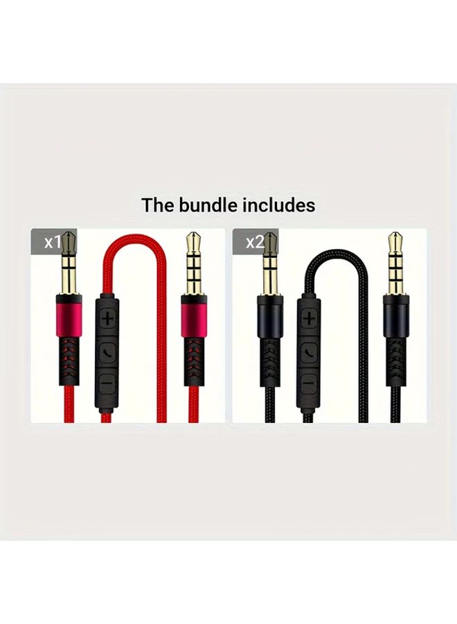 Red 3.5mm Microphone Audio Cable with Volume Control 47.24 Inches for Karaoke Mobile AUX Car - Image 5