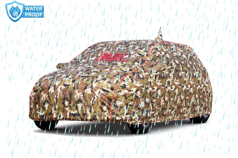 FAMEXON Waterproof Car Body Cover Compatible for Kia Carens Triple Layer Fabric with Mirror Pockets Inner Foam and Pipein Design Protects from Animals, Heat, Rain & UV Rays (Jungle Print) - Image 5