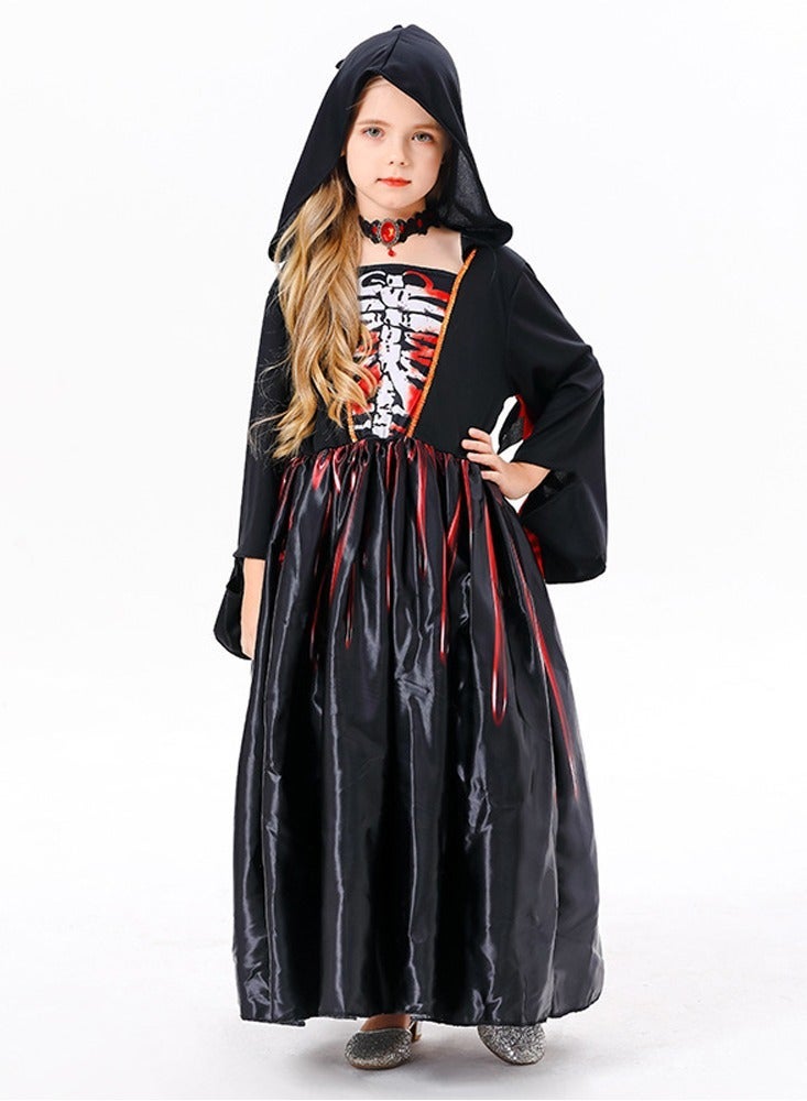 Witch costume girl Halloween cosplay party black horror with necklace - Image 4