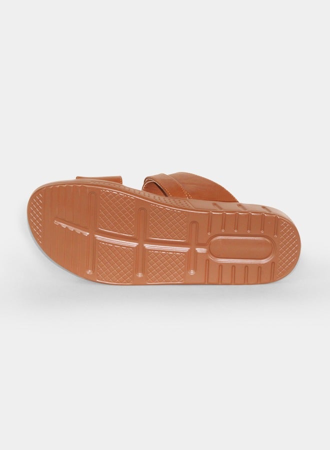 BOTELI Men's Leather Slide Sandals, Adjustable Buckle Two Strap Slippers, Summer Outdoor Non Slip Thick Sole Casual Sandals - Image 5