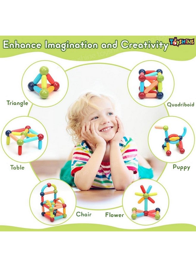 Toyshine 36 Pc Jumbo Size Magnetic Roundels Sticks Building Block Constructing & Creative Learning Educational Toy Stem Kit for 3+ Yrs Kids - Image 3