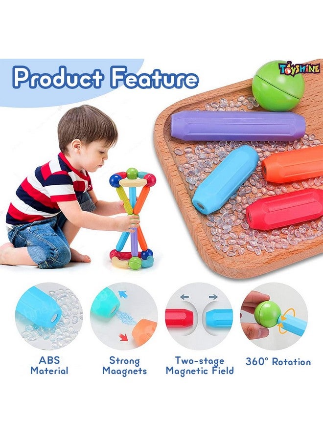 Toyshine 36 Pc Jumbo Size Magnetic Roundels Sticks Building Block Constructing & Creative Learning Educational Toy Stem Kit for 3+ Yrs Kids - Image 2