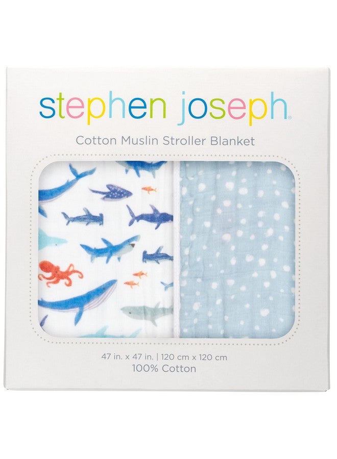Stephen Joseph, Muslin Stroller Blanket, Shark - Image 4