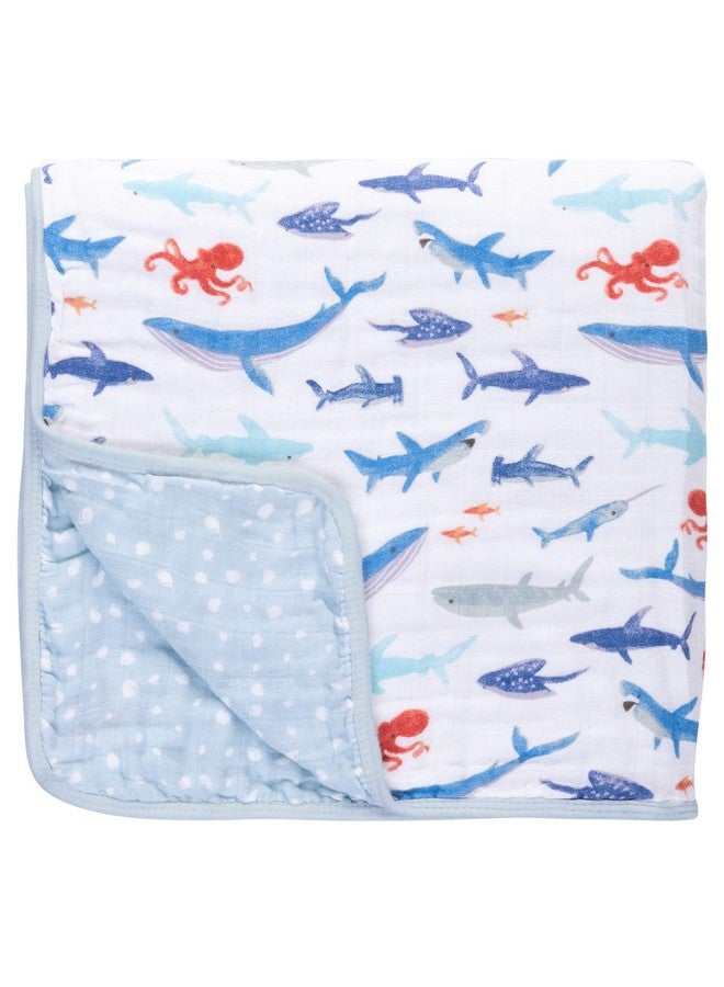 Stephen Joseph, Muslin Stroller Blanket, Shark - Image 1