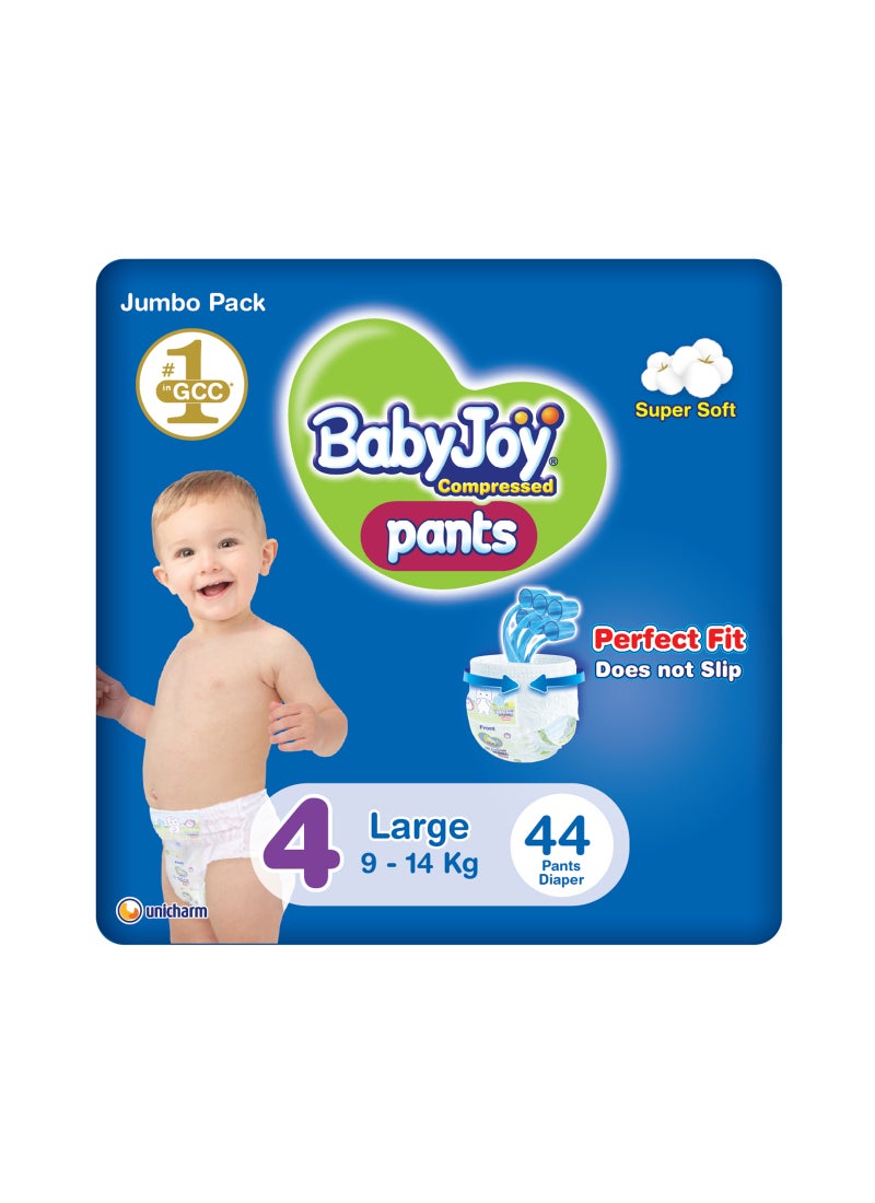 BabyJoy Compressed Culotte Pants Diaper, Size 4, Large, 9-14 Kg, Jumbo Pack, 44 Diapers - Image 1