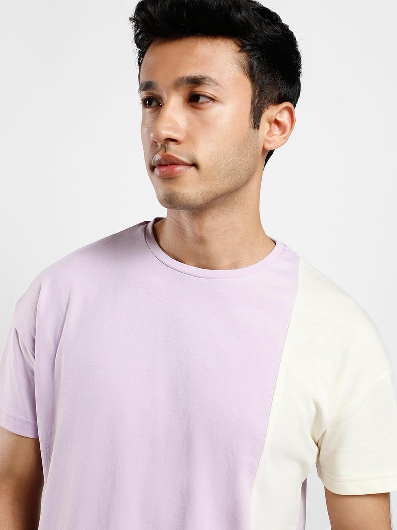 NOBERO Men's Lavender Waylon Colourblocked Oversized Fit Co-ord Set, Men's Lavender Co-ord sets- M - Image 2