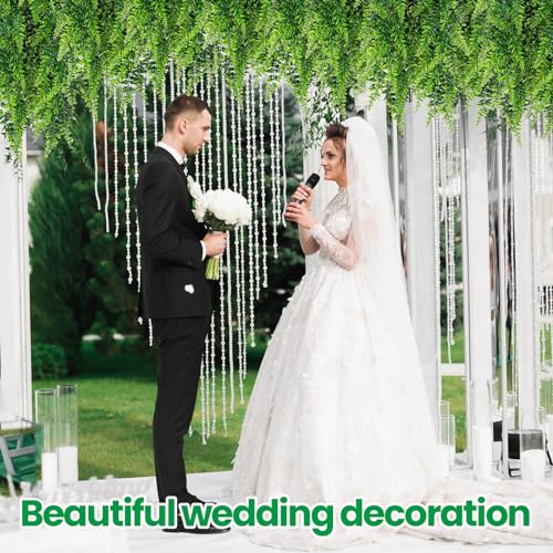 Geosar 20 Pcs Artificial Hanging Plants 32 Inch Hanging Boston Ferns Plastic Fake Plants for Wall Room Garden Wedding Garland Indoor Outdoor Decoration, No Basket - Image 4