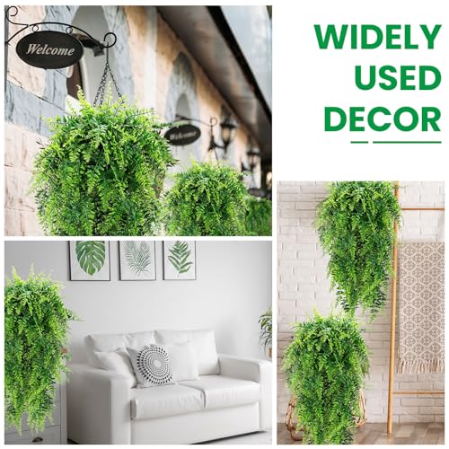Geosar 20 Pcs Artificial Hanging Plants 32 Inch Hanging Boston Ferns Plastic Fake Plants for Wall Room Garden Wedding Garland Indoor Outdoor Decoration, No Basket - Image 5