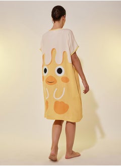 Styli Yellow Short Sleeve Graphic Printed Slip Dress  - Image 4