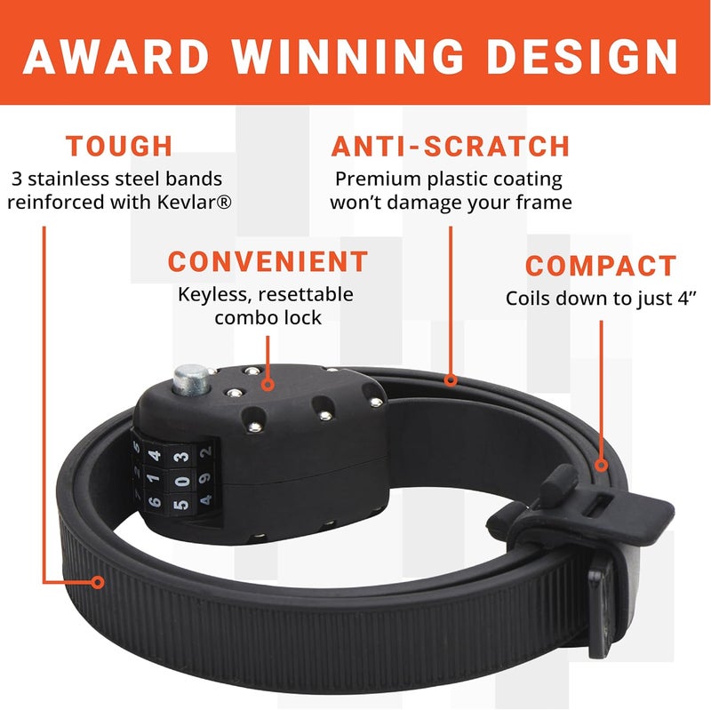 OTTOLOCK Cinch Lock - Lightweight Anti Theft Compact Combination Bike Lock, Ideal for Quick Stops, Bicycle Accessories, Stealth Black, 60 Inch - Image 4