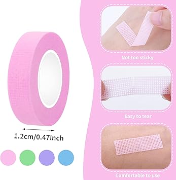Grevosea 8 Rolls Lash Tape Breathable Micropore Fabric Tape for Eyelashes Extension Supply Eye Lashes Tools 9m10 yard Each Roll Multicolor - Image 2
