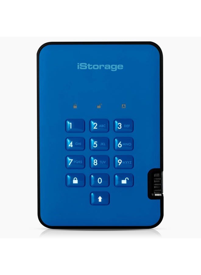 iStorage diskAshur2 HDD 4 TB - Secure Portable Hard Drive - Password Protected, Dust/Water-Resistant, Hardware Encryption IS-DA2-256-4000-R - Image 1