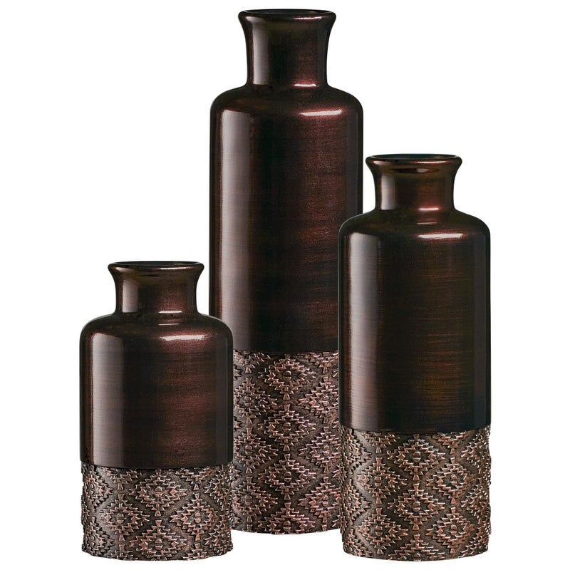 Creative Scents Dublin Brown Vases - Set of 3 Vases - Table Centerpieces for Dining Room, Kitchen DÃ©cor, Home Decor for Your Living Room, Dining Room, Bedroom, Office, Entry Table or Shelf Decor - Image 1