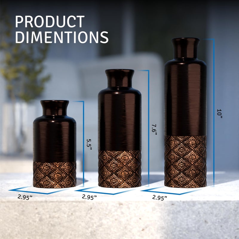 Creative Scents Dublin Brown Vases - Set of 3 Vases - Table Centerpieces for Dining Room, Kitchen DÃ©cor, Home Decor for Your Living Room, Dining Room, Bedroom, Office, Entry Table or Shelf Decor - Image 4