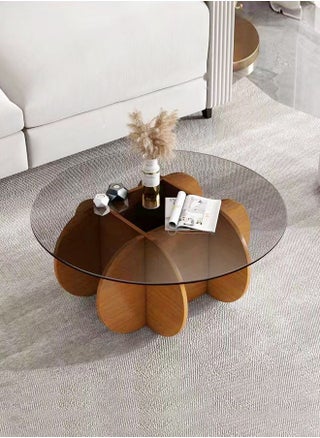 1-Piece Modern Style Wooden Frame Glass Top Coffee Table Round Edge Center Table Sample Round End Table for Living Room Home Office Furniture 80x40 cm - pzsku/Z87EACDC09BBCC1FEBE9FZ/45/_/1716356268/6e03346b-0399-43bc-989e-47e9918758a7