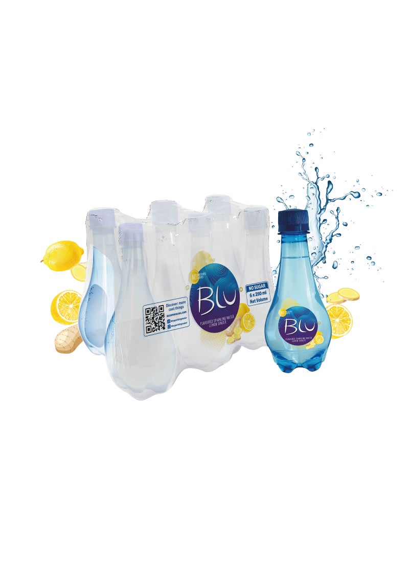 Blu Ginger Lemon Sparkling Water - No Added Sugar - Zero calories 6 x 250ml - Image 2