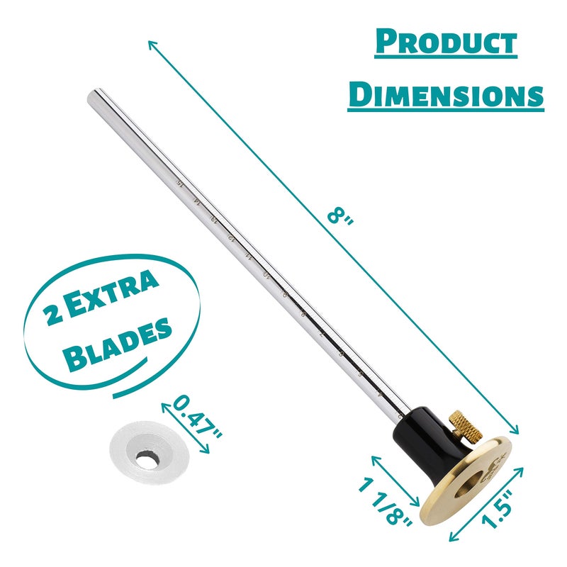 Mr. Pen Mr. Pen Wheel Marking Gauge, 2 Extra Blades, Laser Engraved Graduations, Solid Brass Face, Adjustable  - Image 2