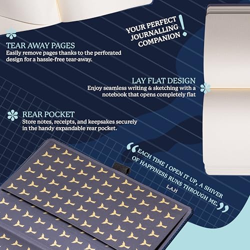 Dingbats* Notebooks Dingbats Wildlife Grid Journal A5 - Vegan Leather Hard Cover, Ideal for Work, Travel - Pocket, Elastic Closure, Bookmark - Image 5