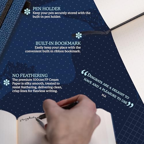 Dingbats* Notebooks Dingbats Wildlife Grid Journal A5 - Vegan Leather Hard Cover, Ideal for Work, Travel - Pocket, Elastic Closure, Bookmark - Image 3