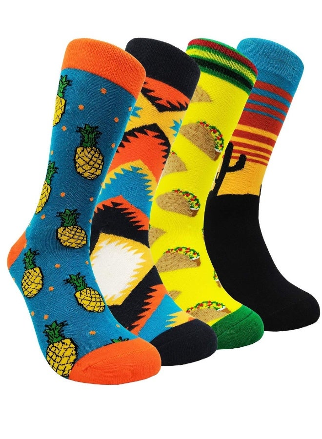 Colorful Men's Novelty Dress Socks - Fun Patterned Cotton Crazy Design Socks for a Stylish and Playful Look! Perfect for Any Occasion! - Image 1