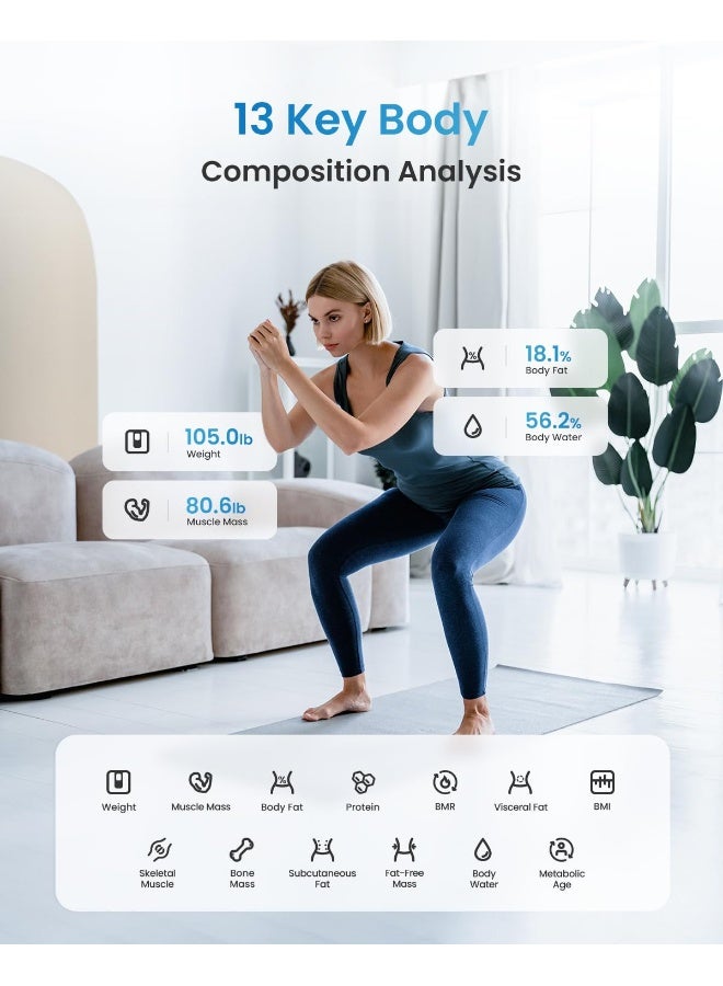 RENPHO Smart Scale for Body Weight, FSA HSA Eligible, Digital Bathroom Scale BMI Weighing Bluetooth Body Fat Scale, Body Composition Monitor Health Analyzer with Smartphone App, 400 lbs - Elis 1 - Image 3