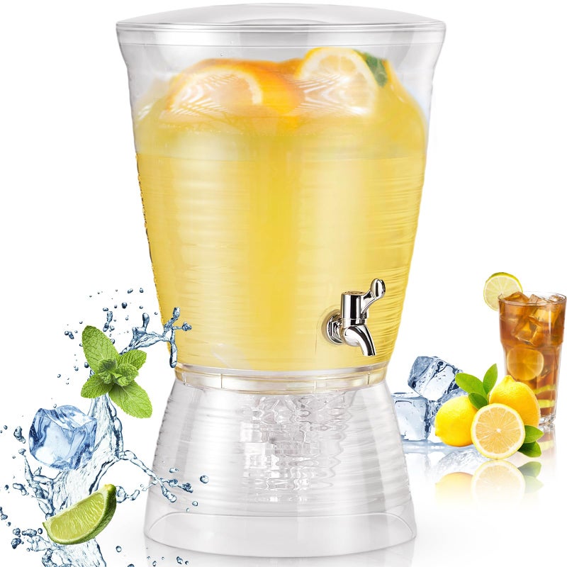 Tioncy 1 Pcs Acrylic Beverage Dispenser with Spigot 27 Gallon 10 l Clear Drink Water Dispenser Countertop with Detachable Base Iced Juice Container Unbreakable for Wedding Party