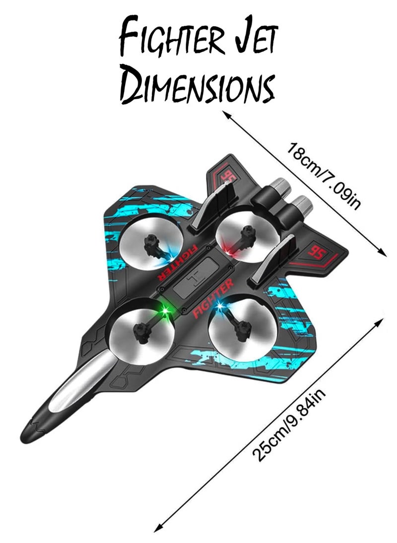 Remote Control Fighter Jet Plane Toys for Kids RC Airplane Mimics Drone Helicopter with 360 Degree Stunts Flying Model Aircraft Aeroplane Toy Quadcopter, Automatic Hover EPP Foam Durable Body, 6 Axis Gyroscope, LED Lights, 100m Range, Rechargeable Battery Easy to Fly for Beginners and Children