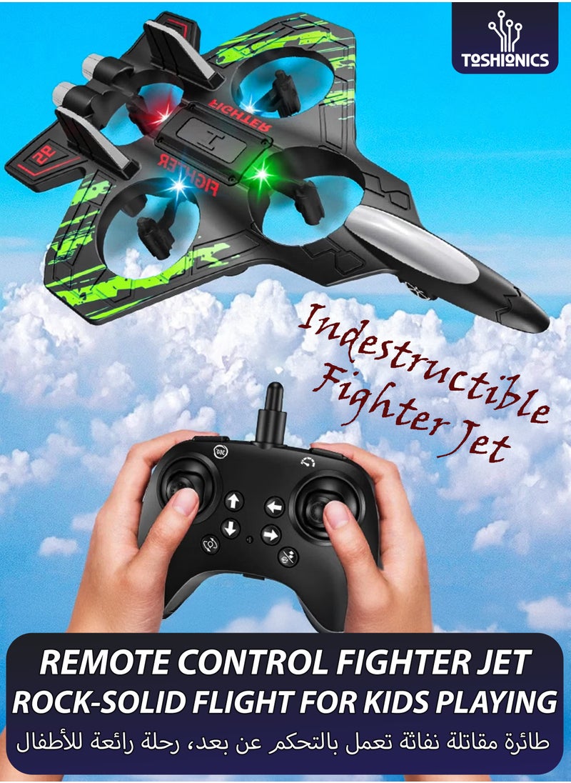 Toshionics Remote Control Fighter Jet Plane Toys for Kids RC Airplane Mimics Drone Helicopter with 360 Degree Stunts Flying Model Aircraft Aeroplane Toy Quadcopter, Automatic Hover EPP Foam Durable Body, 6 Axis Gyroscope, LED Lights, 100m Range, Rechargeable Battery Easy to Fly for Beginners and Children  - Image 1