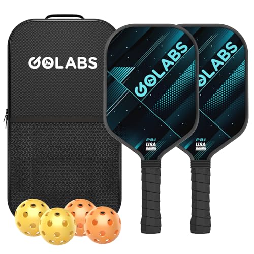 Golabs PB1 Pickleball Paddles Set of 2 Durable Fiberglass Surface 16mm STRCore Power Polymer Core USAPA Approved 8oz Lightweight Comfort AntiSlip Elongated Grip for Increased Power and Spin - Image 1