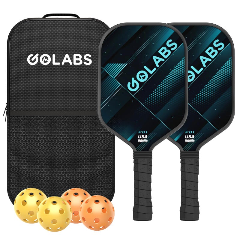Golabs PB1 Pickleball Paddles Set of 2 Durable Fiberglass Surface 16mm STRCore Power Polymer Core USAPA Approved 8oz Lightweight Comfort AntiSlip Elongated Grip for Increased Power and Spin - Image 2
