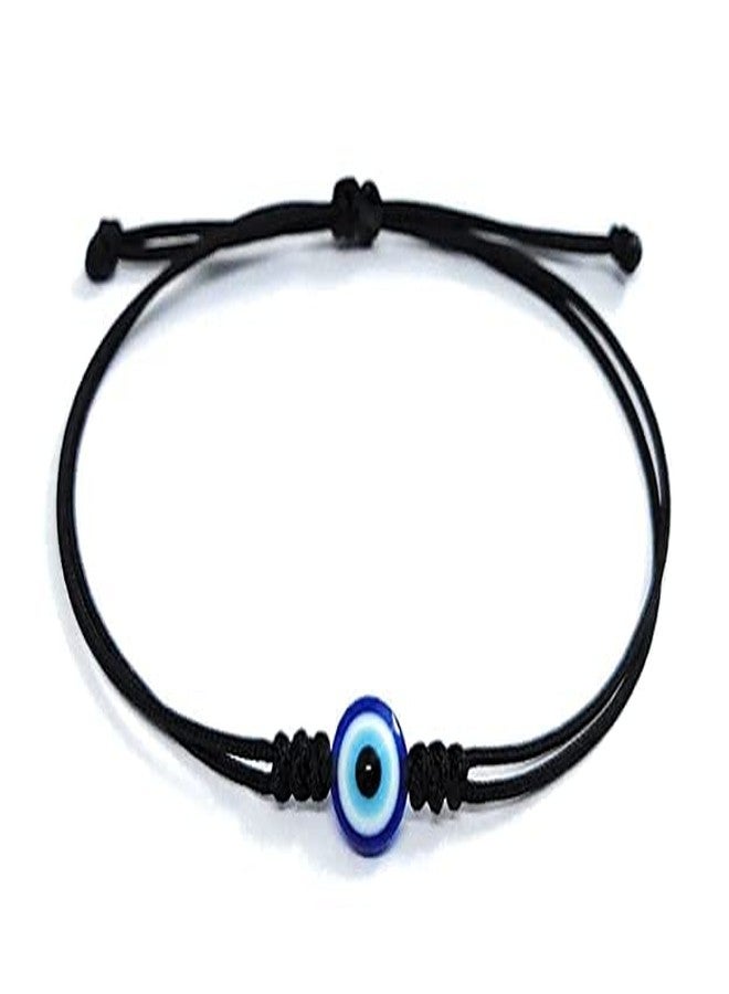 SUSVIJ Unisex Evil Eye Beads Handmade Adjustable Black Thread Bracelet For Men And Women Pack of 1 Black Cord Bracelet for Unisex Adult Evil Eye Nazar Thread Adjustable Friendship Band For Women Men (Set of 1) - Image 1