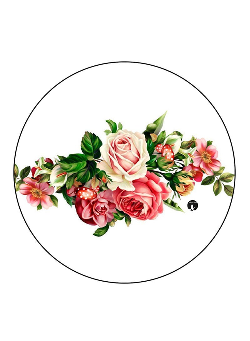 Flowers Printed Mouse Pad Round  Multicolour