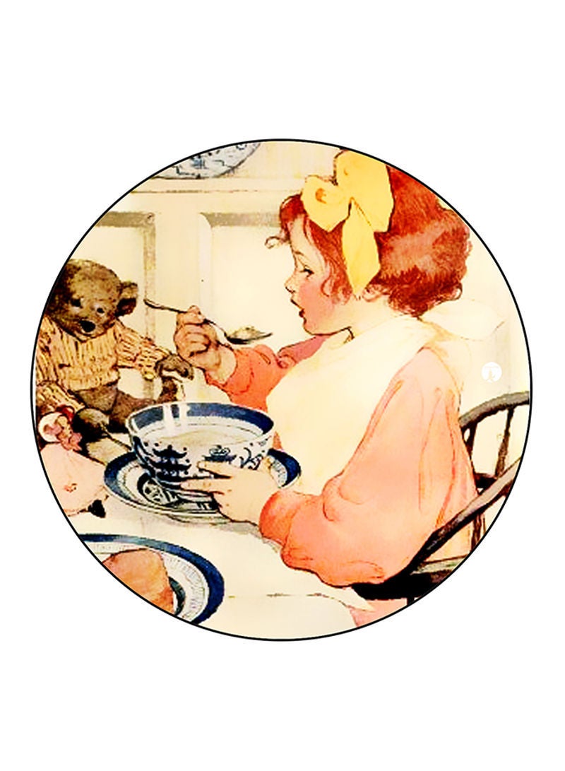 RKN Vintage Art Printed Large Round Pin Badge Multicolour - Image 1