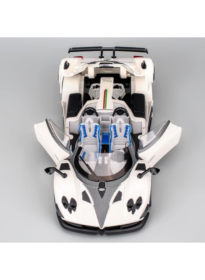 1:24 Pagani Zonda HP Barchetta Die Cast Model Simulation Car, Zinc Alloy Pull Back Vehicles Model Car with Sound and Light for Collectors & Children 3 Years Old Birthday Gift (White) - Image 3