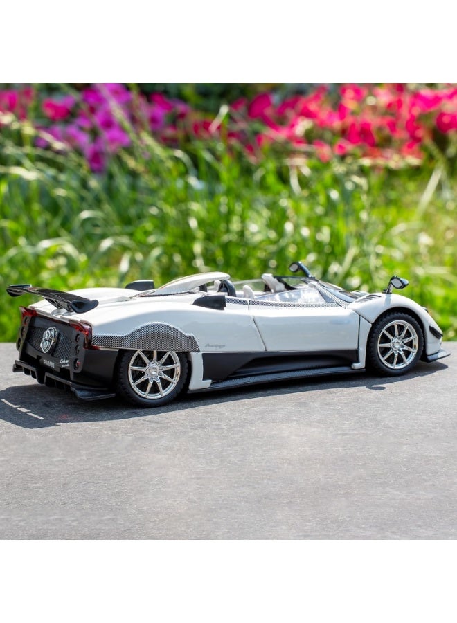 1:24 Pagani Zonda HP Barchetta Die Cast Model Simulation Car, Zinc Alloy Pull Back Vehicles Model Car with Sound and Light for Collectors & Children 3 Years Old Birthday Gift (White) - Image 5