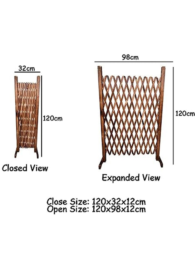 HOME TASTE Expendable Wooden Garden Fence Expandable Brown Trellis Fence Free Standing Fence Wooden Fence Gate For Pets Extension Decorative Wood Wicker Balcony Privacy Fences - Image 3