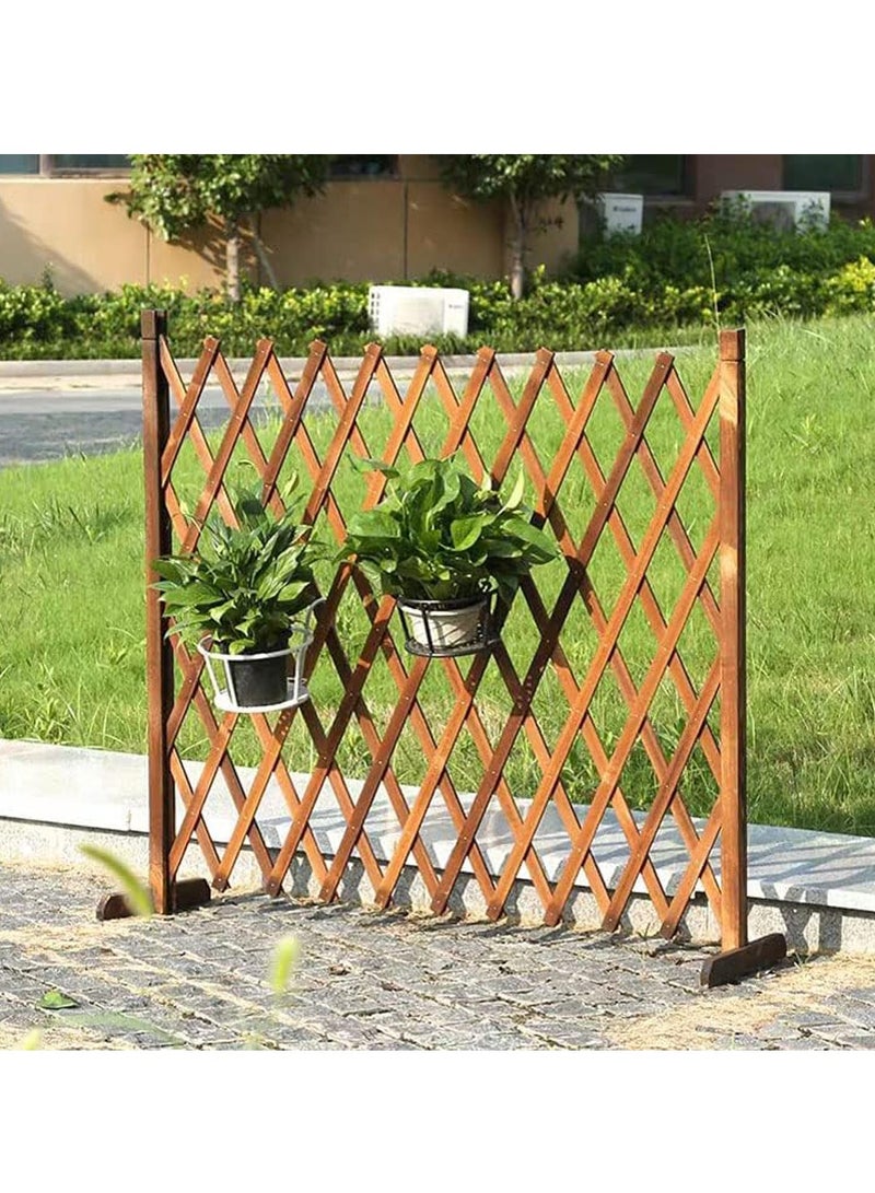 HOME TASTE Expendable Wooden Garden Fence Expandable Brown Trellis Fence Free Standing Fence Wooden Fence Gate For Pets Extension Decorative Wood Wicker Balcony Privacy Fences - Image 4