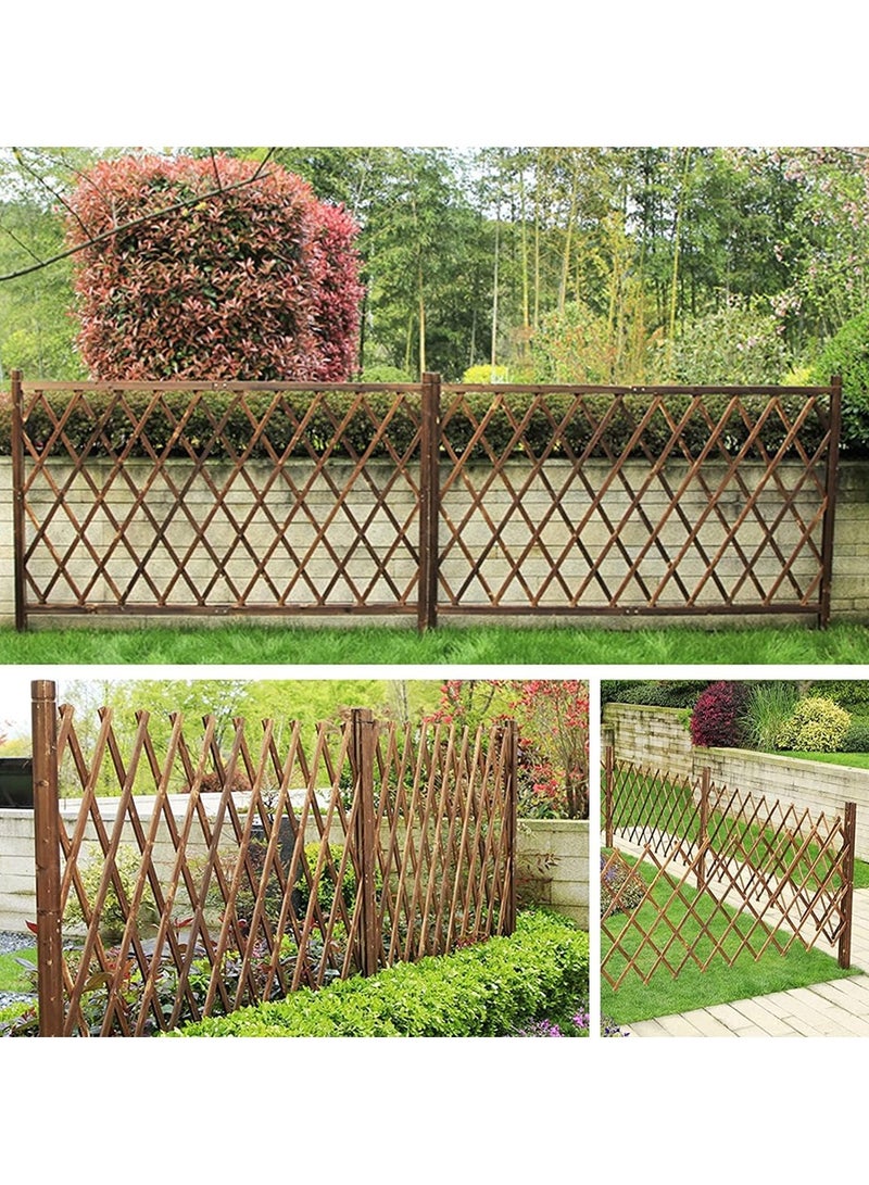 HOME TASTE Expendable Wooden Garden Fence Expandable Brown Trellis Fence Free Standing Fence Wooden Fence Gate For Pets Extension Decorative Wood Wicker Balcony Privacy Fences - Image 5