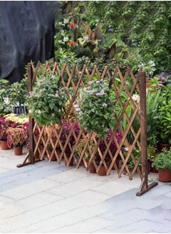 HOME TASTE Expendable Wooden Garden Fence Expandable Brown Trellis Fence Free Standing Fence Wooden Fence Gate For Pets Extension Decorative Wood Wicker Balcony Privacy Fences. (Small)  - Image 1