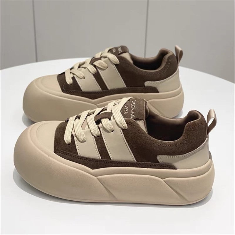 Women's Chunky Platform Sneakers, Brown and Black - Image 1