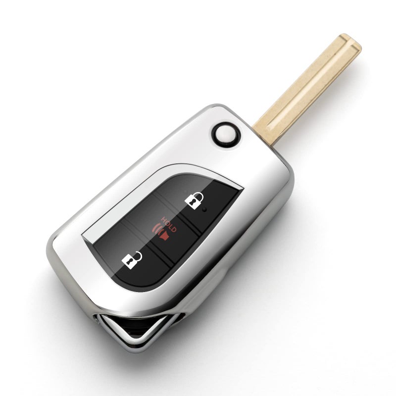ZSPDACC Key Fob Cover Compatible with Toyota Key Fob Cover for Camry RAV4 Chr Corolla iM Silver Car Key Protector Holder Accessories