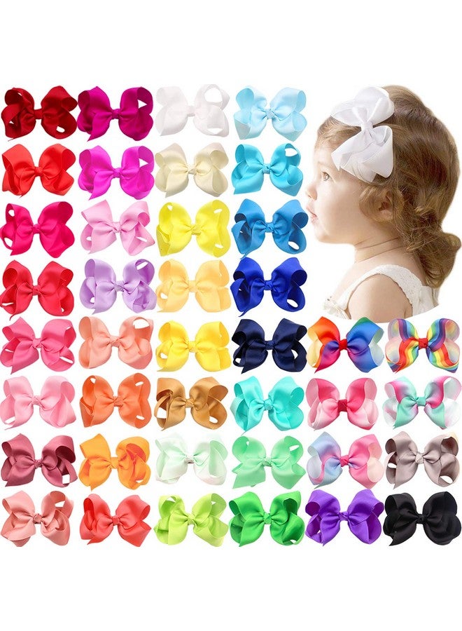 CELLOT 40 Pieces 4.5 Inch Hair Bows For Girls Clips Grosgrain Ribbon Boutique Hair Bow Alligator Clips For Girls Teens Toddlers Kids - Image 1