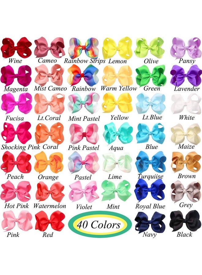 CELLOT 40 Pieces 4.5 Inch Hair Bows For Girls Clips Grosgrain Ribbon Boutique Hair Bow Alligator Clips For Girls Teens Toddlers Kids - Image 2