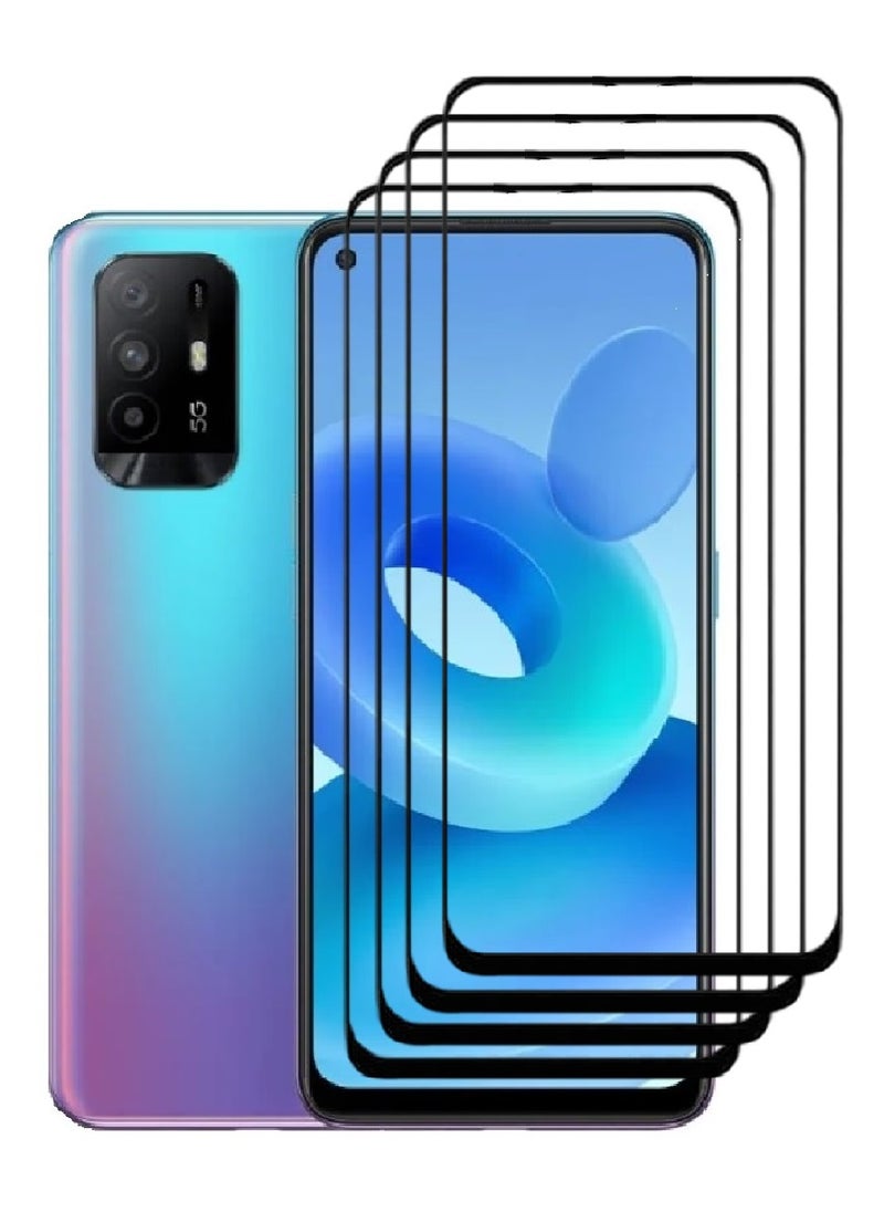 AINA 4 Pieces Tempered Glass Screen Protector 5D Designed For Oppo A95 5G Full Glue Edge to Edge Full Screen Coverage And Bubble Free - Image 1