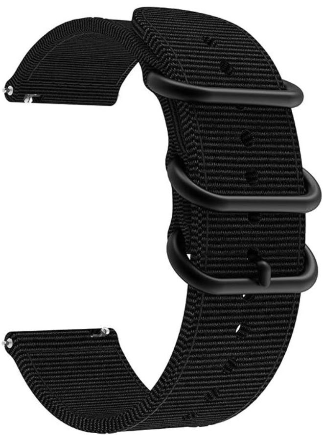 A finely woven nylon watch strap compatible with 22mm watches, featuring a quick-release mechanism -black - Image 2