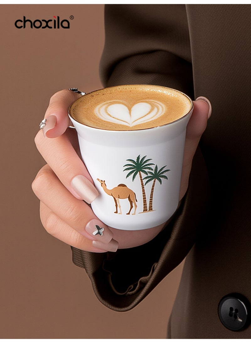 choxila 3pcs/set  Arabic stainless steel thermos flasks (one 800ml coffee thermos + two coffee cups), featuring a camel pattern design, provides both heat and cold retention. Ideal as a gift for Ramadan, Eid al-Adha, or Saudi National Day, it is perfect for loved ones, family, or friends. Suitable for use at home, in the office, for picnics, or in restaurants - Image 4