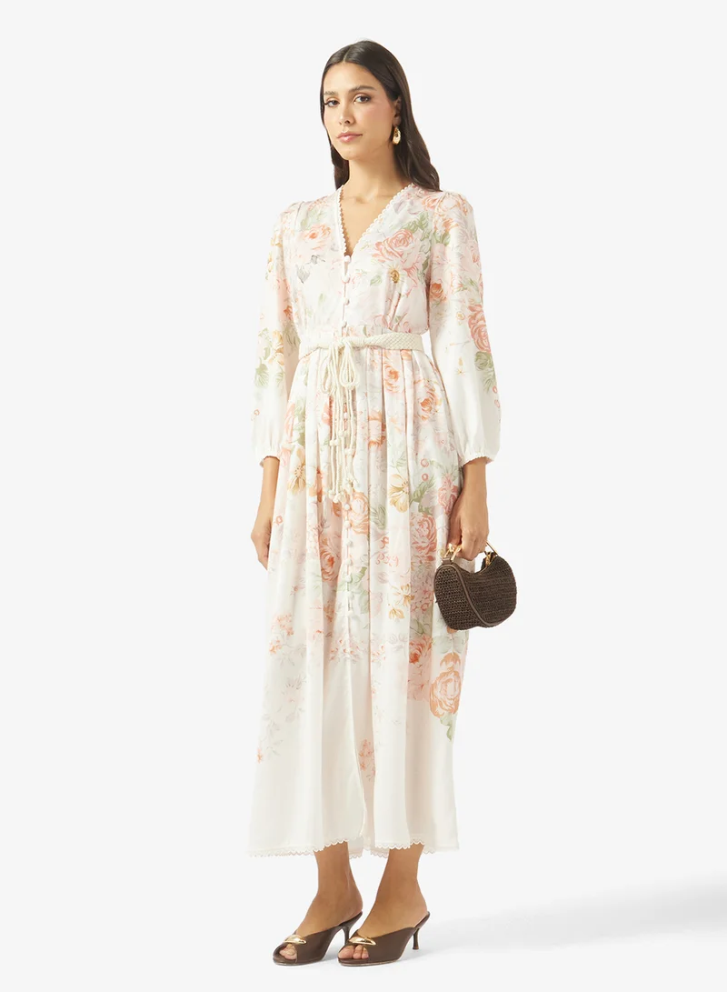 Ella  Floral Print A-line Dress for Women | Best Price UAE