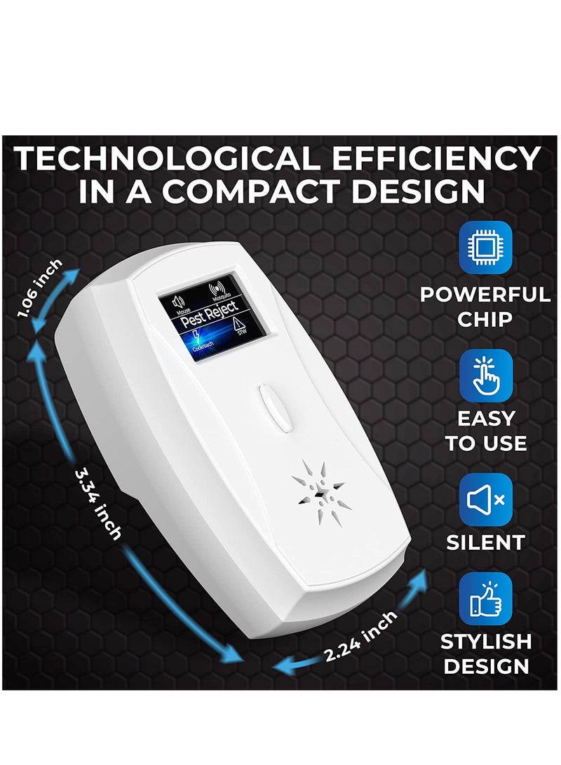 2022 جهاز طرد الحشرات بالموجات فوق الصوتية - يعمل بالكهرباء والأيونات، يغطي حتى 9000 قدم مربع، آمن وهادئ للتحكم في الحشرات مثل الصراصير، والنمل، والفئران، والحشرات، والقوارض والعناكب، 3 عبوات - Image 4