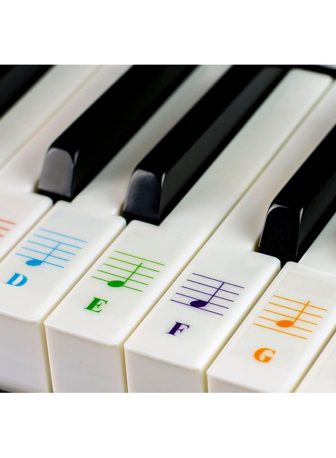 ECVV ملصقات لوحة مفاتيح البيانو ECVV للمبتدئين 88/76/61/54/49/37 مفتاحًا شفافة وقابلة للإزالة ملصقات مفاتيح البيانو بأحرف كبيرة ملونة مثالية للأطفال - Image 1